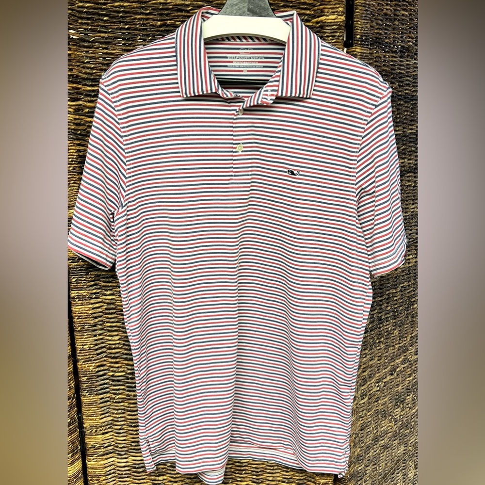 Vineyard Vines Striped Shirt-‎ Red/White/Blue, Size: Medium, Performance